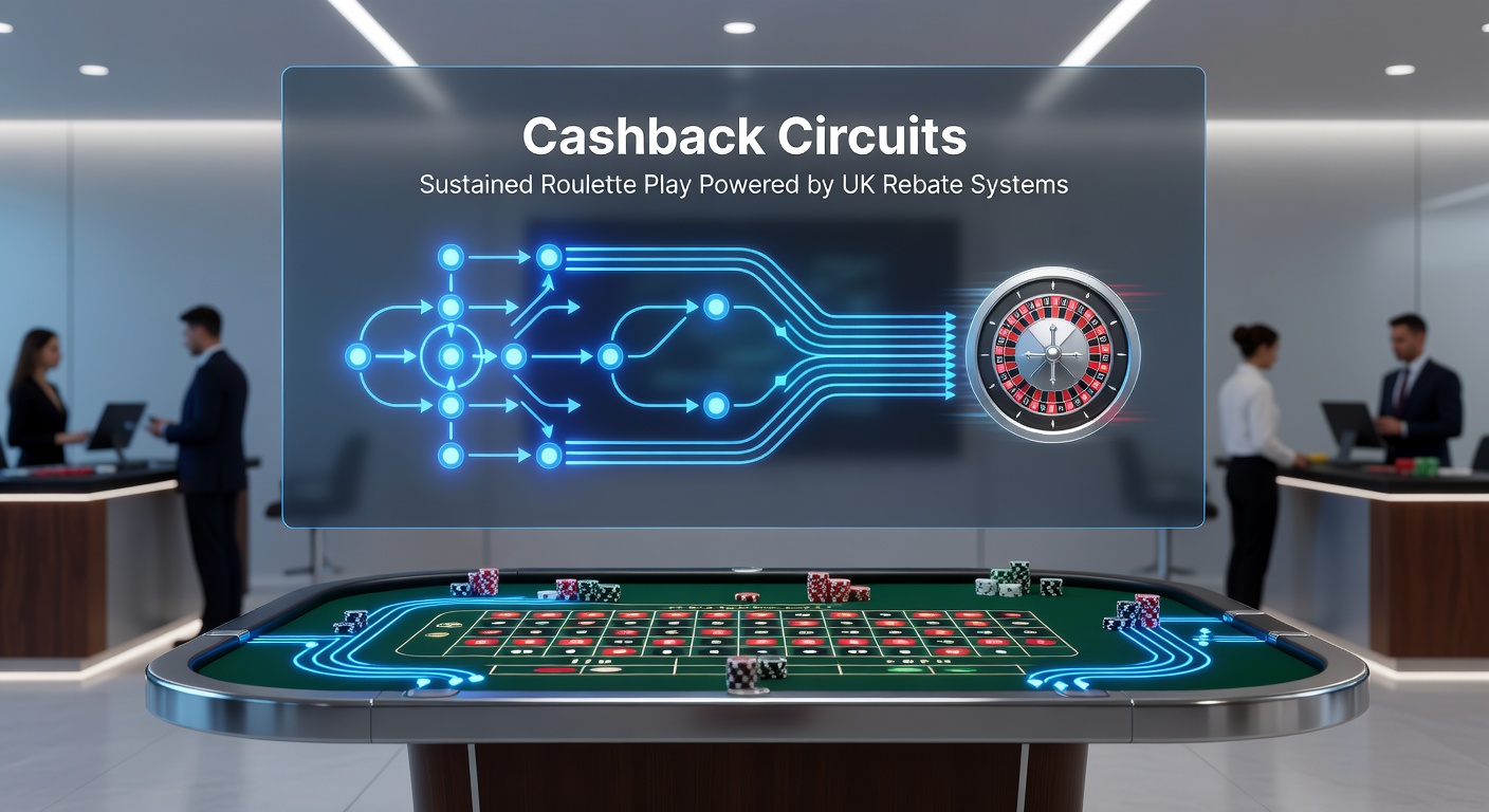 Infographic depicting a cashback rebate cycle: losses convert to credits, powering more roulette spins in a continuous loop