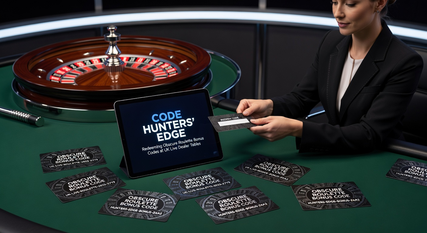 A digital hunter scanning through lines of bonus codes on a roulette-themed interface, highlighting obscure entries amid live dealer streams