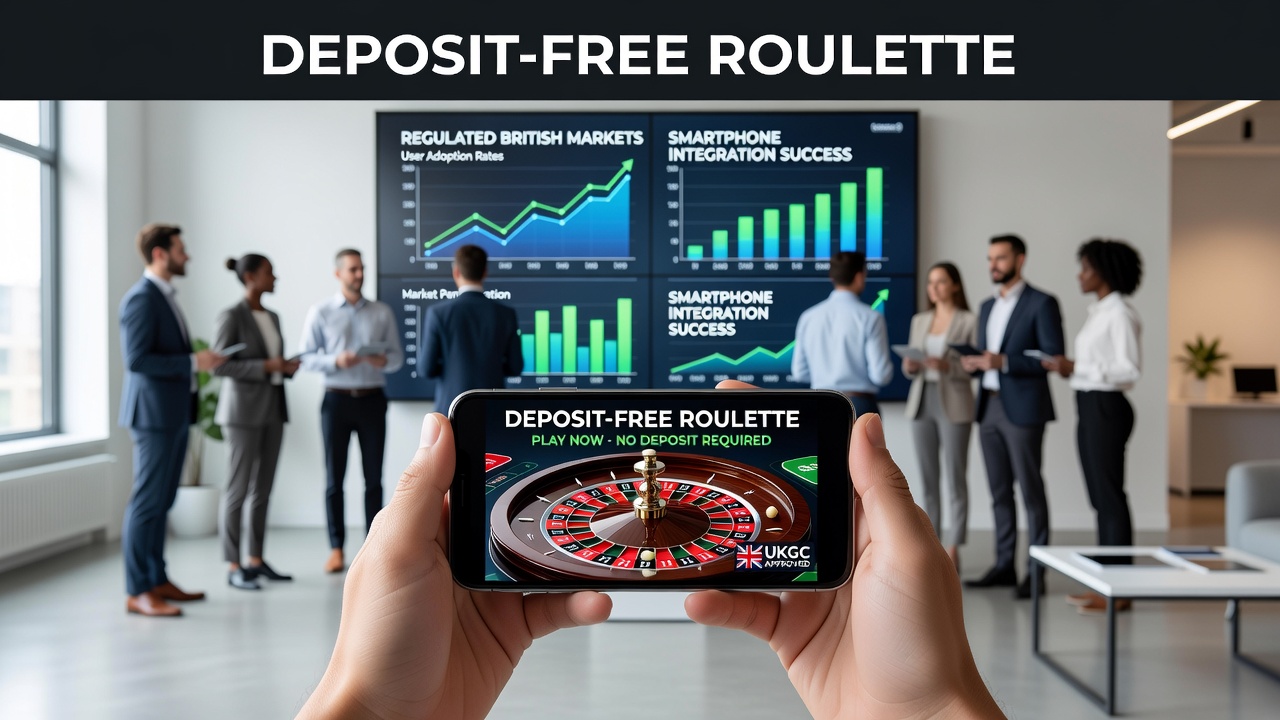 Smartphone displaying deposit-free roulette interface on a UK-regulated casino app