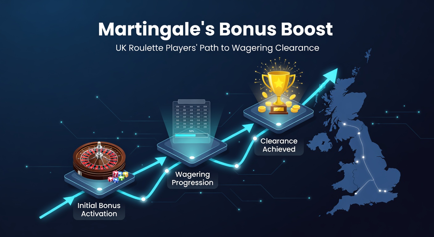 Chart displaying Martingale progression on a UK roulette bonus, showing wager accumulation toward clearance milestones