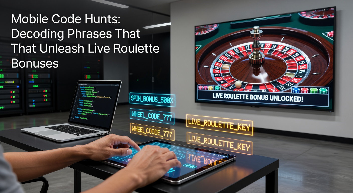 Smartphone screen displaying a live roulette table with overlaid bonus code entry prompt, highlighting mobile code hunt interface