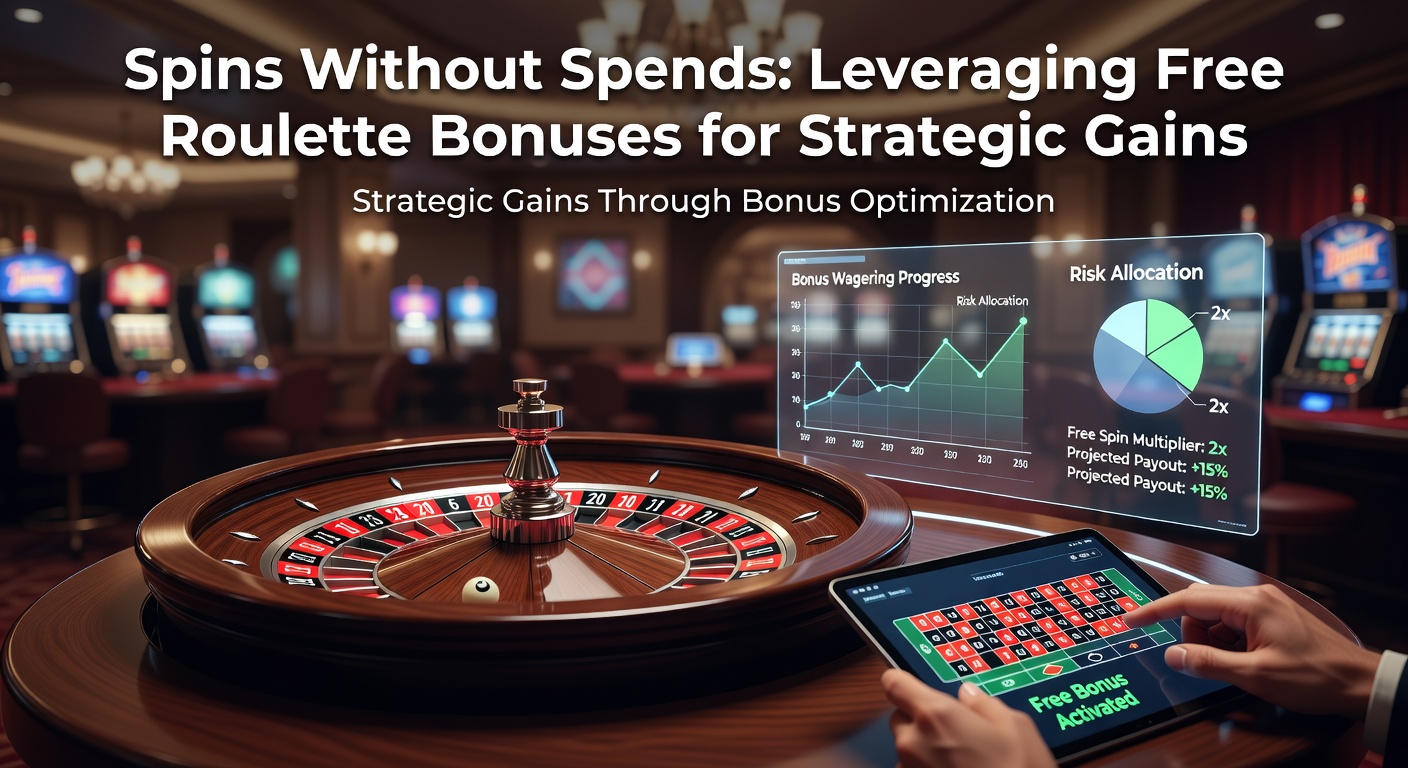 Vibrant roulette wheel spinning with overlaid bonus icons symbolizing free spins and strategic betting overlays