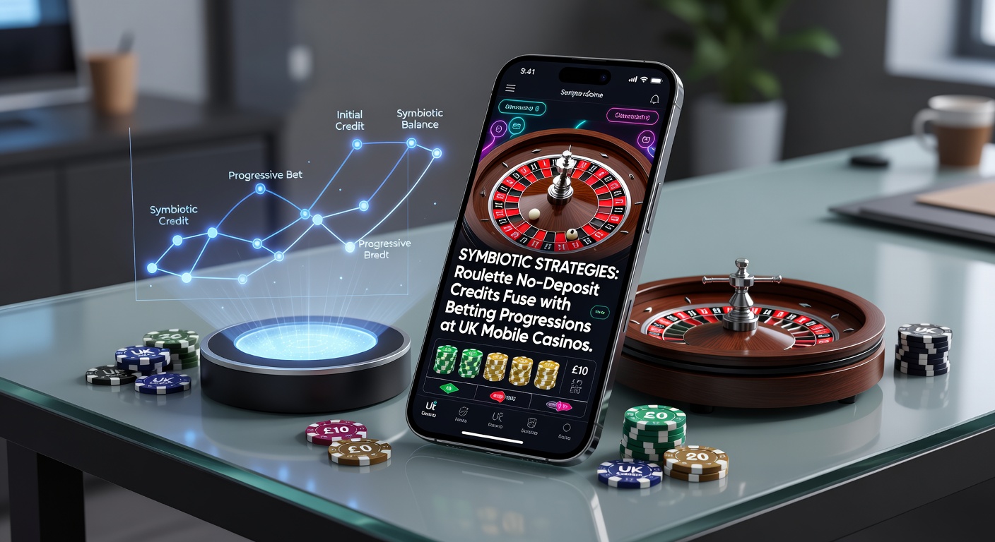 Mobile roulette app displaying no-deposit credits alongside a betting progression chart on a UK casino platform